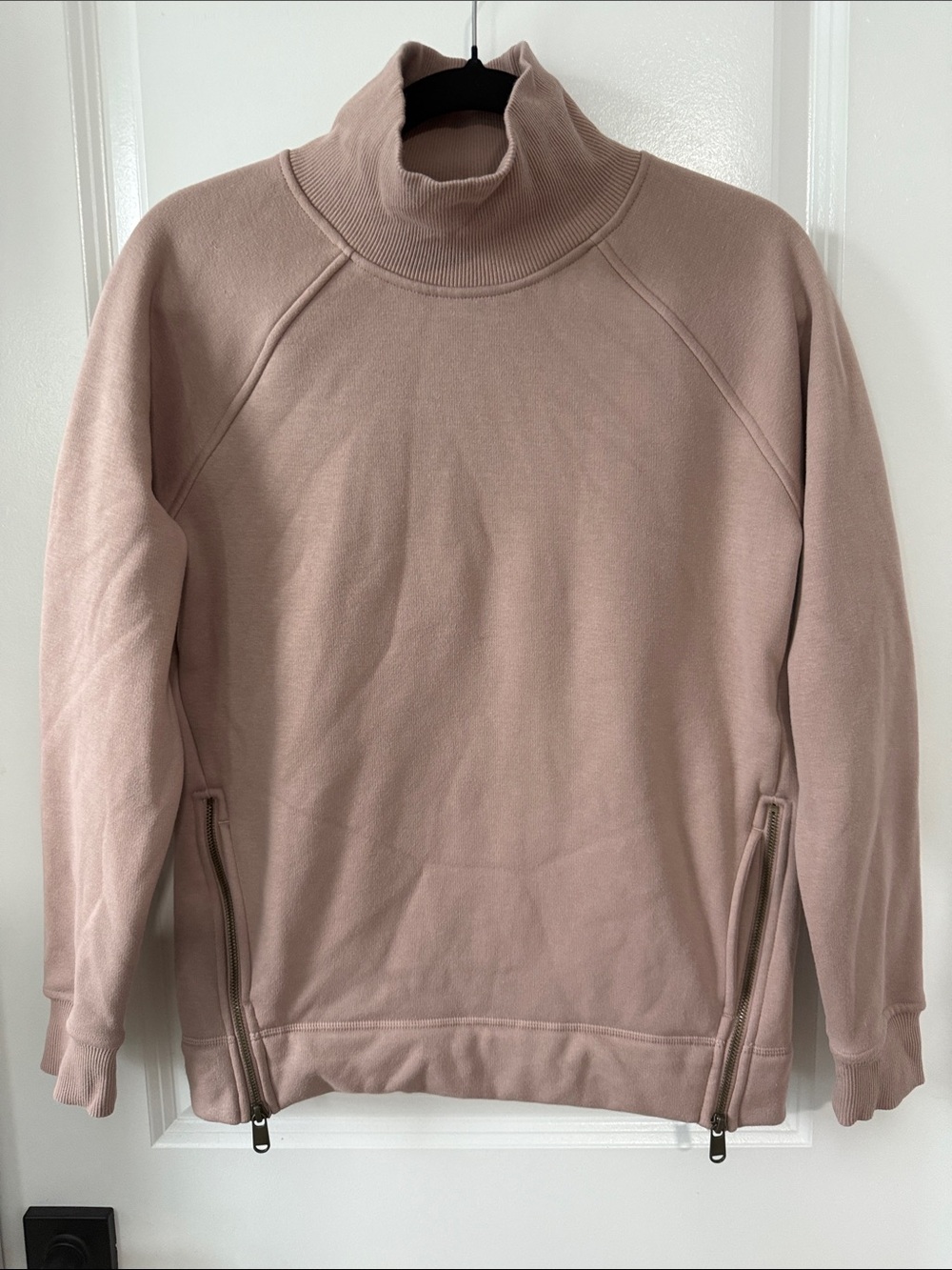 Athleta Cozy Karma Side Zip Funnel Neck Dusty Pink